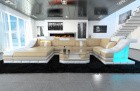 Sofa Wohnlandschaft Turino U Form Sandbeige-Weiß