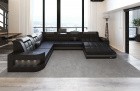 XXL Wohnlandschaft Wave U Form Sofa in Schwarz-Grau