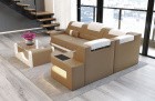 Sofa Couch Como Echtleder verstellbare Kopfstützen - sandbeige