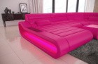 Designersofa Wohnlandschaft LED Concept U form mit Beleuchtung in pink