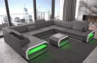 Design Sofa Verona U in grau-weiss