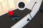 Detailbild der kühlenden Becherhalter und des USB-Anschlusses vom Sofa Swing XXL