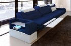 3 Sitzer Sofa Parma in dunkelblau - Mineva17 - Die LED Beleuchtung, USB Anschluss und Relaxfunktion sind optional erhältlich.