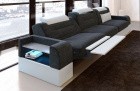 3 Sitzer Couch Sofa Parma in schwarzgrau - Hugo12 - Die LED Beleuchtung, USB Anschluss und Relaxfunktion sind optional erhältlich.