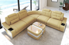 Sofa Elena Mini in der langen L Form mit Stoffbezug in beige - Mineva4 Mikrofaser Stoff