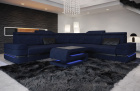 Positano L Form Sofa Mini mit Beleuchtung und Stoffbezug in dunkelblau - Mineva17 - Nebenfarbe schwarz