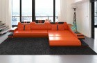 Sofa Ravenna Leder L Form orange-schwarz