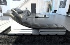 Couch Turino Leder L Form grau-schwarz