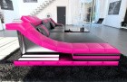 Couch Turino Leder L Form schwarz-pink