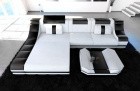 Couch Turino Leder L Form weiss-schwarz
