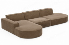 Polster Ecksofa Alegranza L Form Lounge mit Samtstoff Bezug in Braun