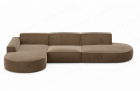 Polster Ecksofa Alegranza L Form Lounge mit Samtstoff Bezug in Braun