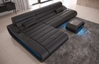 Couch Concept Leder L Form lang schwarz