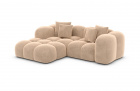 Luxus Stoff Ecksofa Formentera L Form Mini mit Samtstoff Bezug - Beige