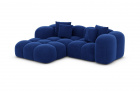 Luxus Stoff Ecksofa Formentera L Form Mini mit Samtstoff Bezug - Dunkelblau