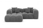 Luxus Stoff Ecksofa Formentera L Form Mini  mit Samtstoff Bezug - Dunkelgrau