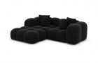 Luxus Stoff Ecksofa Formentera L Form Mini mit Samtstoff Bezug - Schwarz