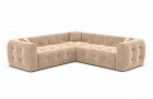 Designer Stoffsofa Sevilla L Form mit Samtstoff Bezug - Beige