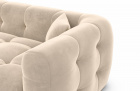 Designer Stoffsofa Sevilla L Form mit Samtstoff Bezug - Creme - Detailansicht