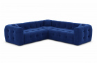 Designer Stoffsofa Sevilla L Form mit Samtstoff Bezug - Dunkelblau