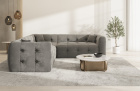 Designer Stoffsofa Sevilla L Form mit Samtstoff Bezug - Dunkelgrau