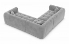 Designer Stoffsofa Sevilla L Form mit Samtstoff Bezug - Hellgrau