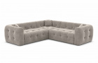 Designer Stoffsofa Sevilla L Form mit Samtstoff Bezug - Sand