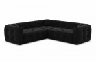 Designer Stoffsofa Sevilla L Form mit Samtstoff Bezug - Schwarz