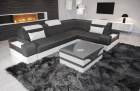 Mini L Form Sofa Trivento mit LED, USB und in Stoffbezug in silbergrau - SunVelvet1014 Samtstoff