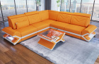 Mini L Form Sofa Sorrento mit LED und Stoffbezug in apricot - Mineva16