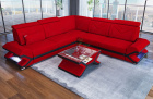 Mini L Form Sofa Sorrento mit LED und Stoffbezug in rot - Mineva20