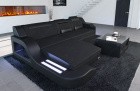 Couch Palermo L Form mit LED und Webstoff schwarz - Hugo14