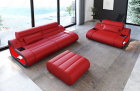 Design Leder Couch Garnitur Concept 2-1 in rot-schwarz