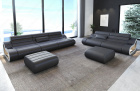 Moderne Leder Couch Garnitur Concept 3-2 in grau-weiss