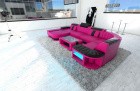 Couch Wohnlandschaft Bellagio U Form in pink-schwarz