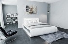 Designerbett Sorano modern mit LED Beleuchtung in weiß-grau
