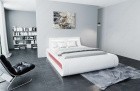 Designerbett Sorano modern mit LED Beleuchtung in weiß-rot