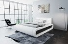 Designerbett Sorano modern mit LED Beleuchtung in weiß-schwarz