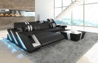 Couch Apollonia L Form mit LED in schwarz-weiss