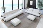 Moderne Leder Couch Garnitur Concept 3-2 in weiss-schwarz