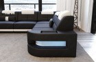 Sofa Wohnlandschaft Como Leder U Form schwarz-weiss