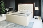 Elegantes Designerbett Varese gesteppt mit LED komplett in beige - Matratze und Lattenrost optional erhältlich