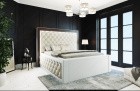 Elegantes Designerbett Varese gesteppt mit LED in beige-weiß - Matratze und Lattenrost optional erhältlich