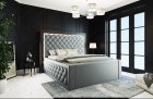Elegantes Designerbett Varese gesteppt mit LED komplett in grau - Matratze und Lattenrost optional erhältlich