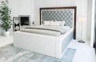 Elegantes Designerbett Varese gesteppt mit LED in grau-weiß - Matratze und Lattenrost optional erhältlich