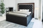 Elegantes Designerbett Varese gesteppt mit LED komplett in schwarz - Matratze und Lattenrost optional erhältlich