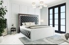 Elegantes Designerbett Varese gesteppt mit LED in schwarz-weiß - Matratze und Lattenrost optional erhältlich