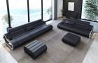 Moderne Leder Couch Garnitur Concept 3-2 in schwarz-weiss
