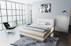 Design Wasserbett Treviso mit LED Beleuchtung in beige-weiß - Bezug Kunstleder Premium
