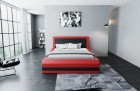Design Wasserbett Treviso mit LED Beleuchtung in rot-schwarz - Bezug Kunstleder Premium